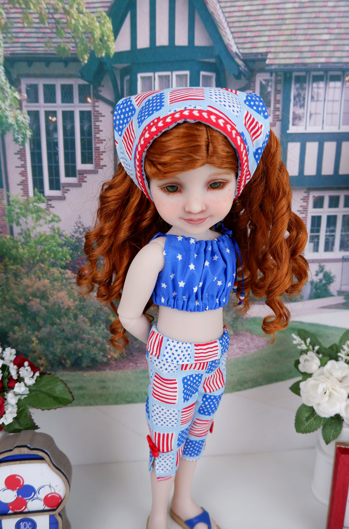 Miss Patriot - crop top & capris with sandals for Ruby Red Fashion Friends doll