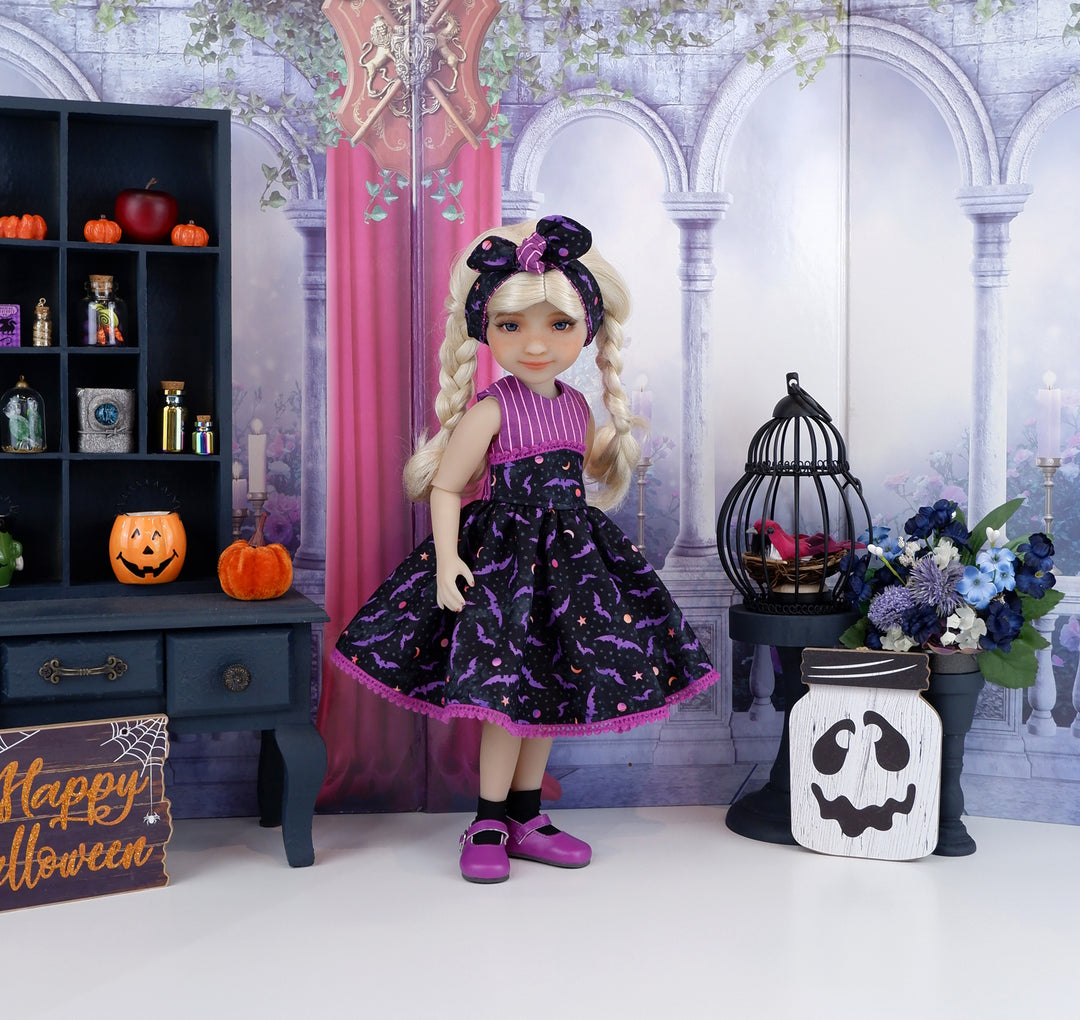 Moonlit Bats - dress and shoes for Ruby Red Fashion Friends doll