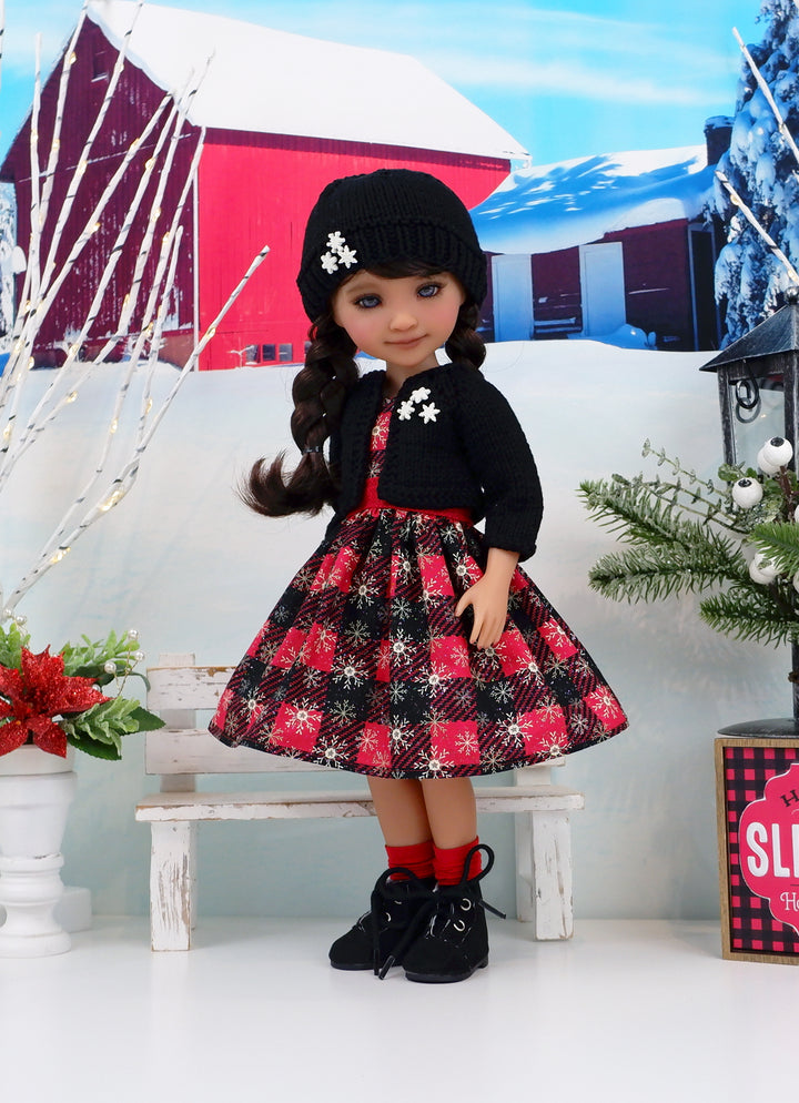 Mountain Snowflakes - dress, sweater and boots for Ruby Red Fashion Friends doll