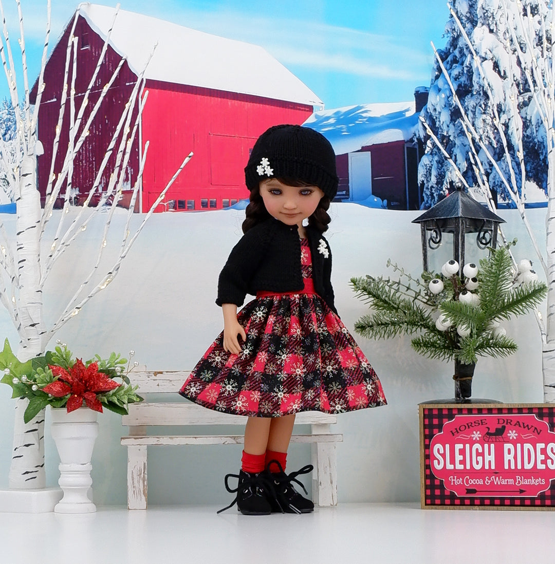 Mountain Snowflakes - dress, sweater and boots for Ruby Red Fashion Friends doll