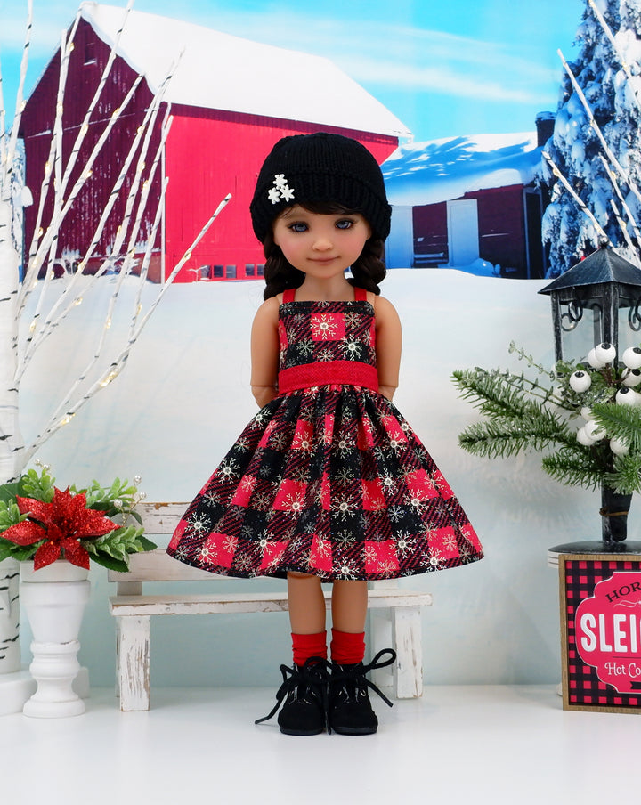 Mountain Snowflakes - dress, sweater and boots for Ruby Red Fashion Friends doll