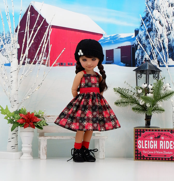 Mountain Snowflakes - dress, sweater and boots for Ruby Red Fashion Friends doll