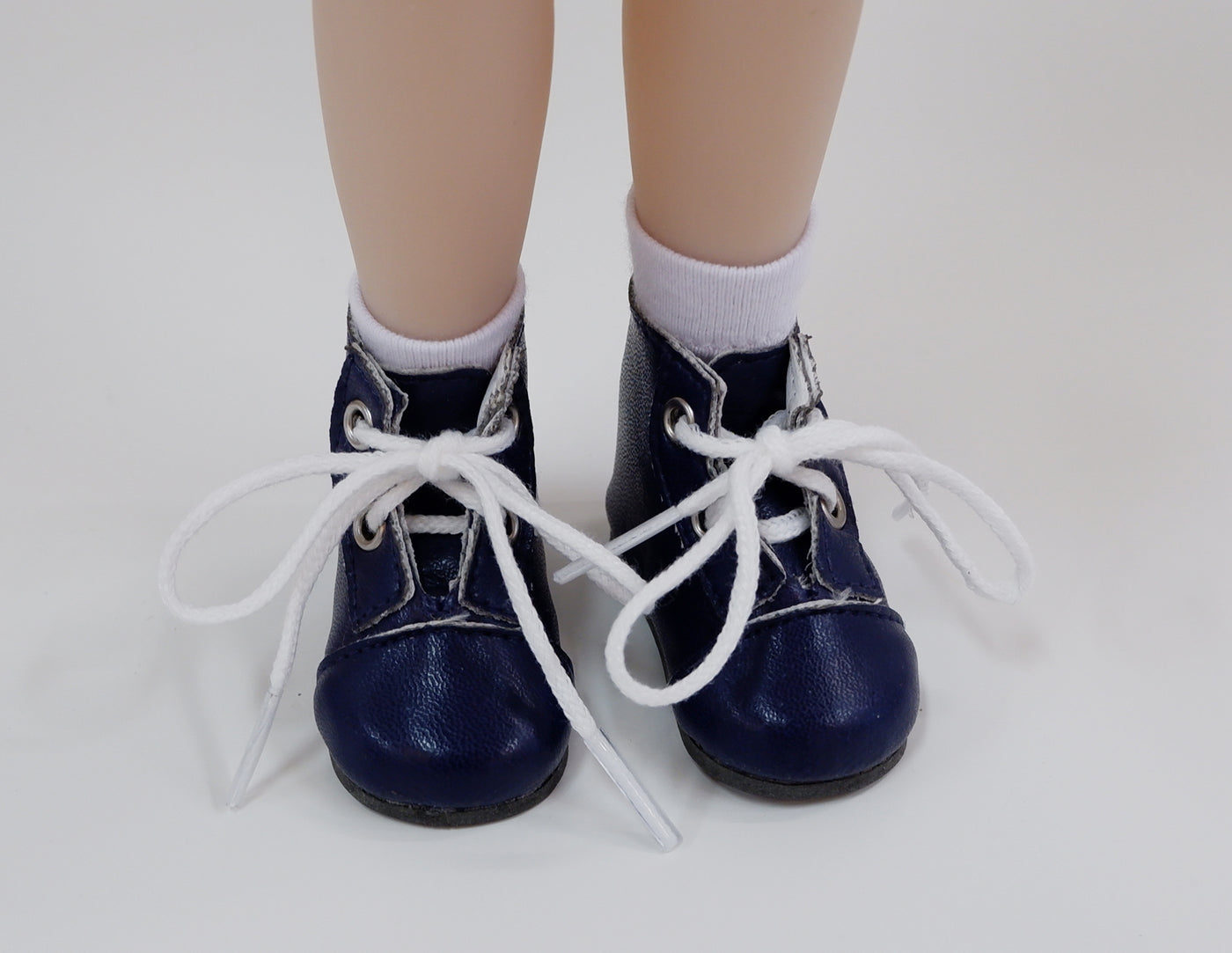 Ankle Lace Up Boots - Navy