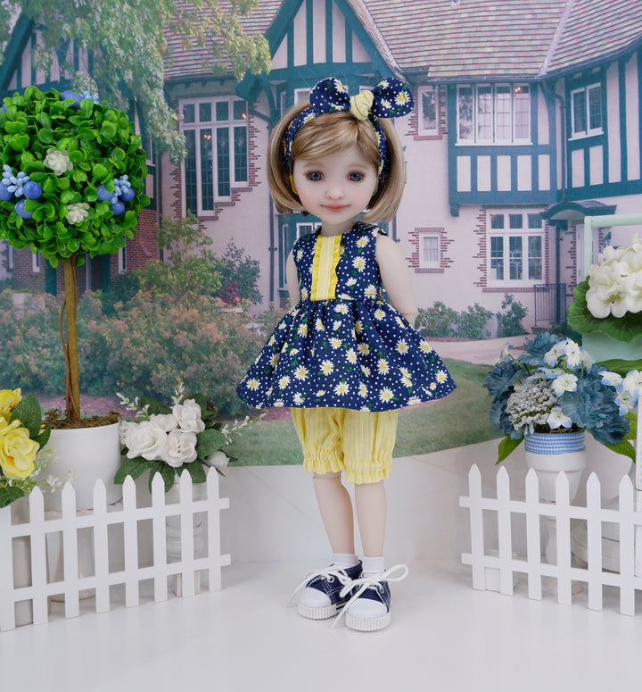 Navy Daisy - top & bloomers with shoes for Ruby Red Fashion Friends doll
