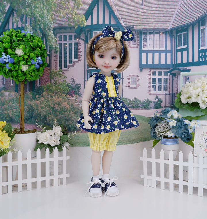 Navy Daisy - top & bloomers with shoes for Ruby Red Fashion Friends doll