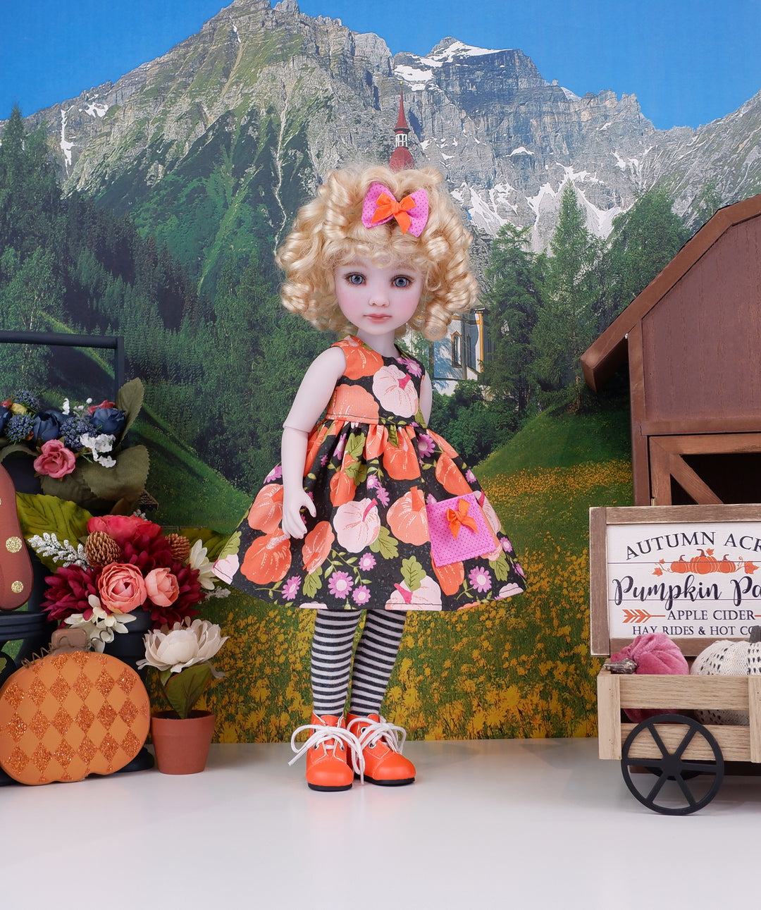 Nevermore Pumpkins - dress with boots for Ruby Red Fashion Friends doll