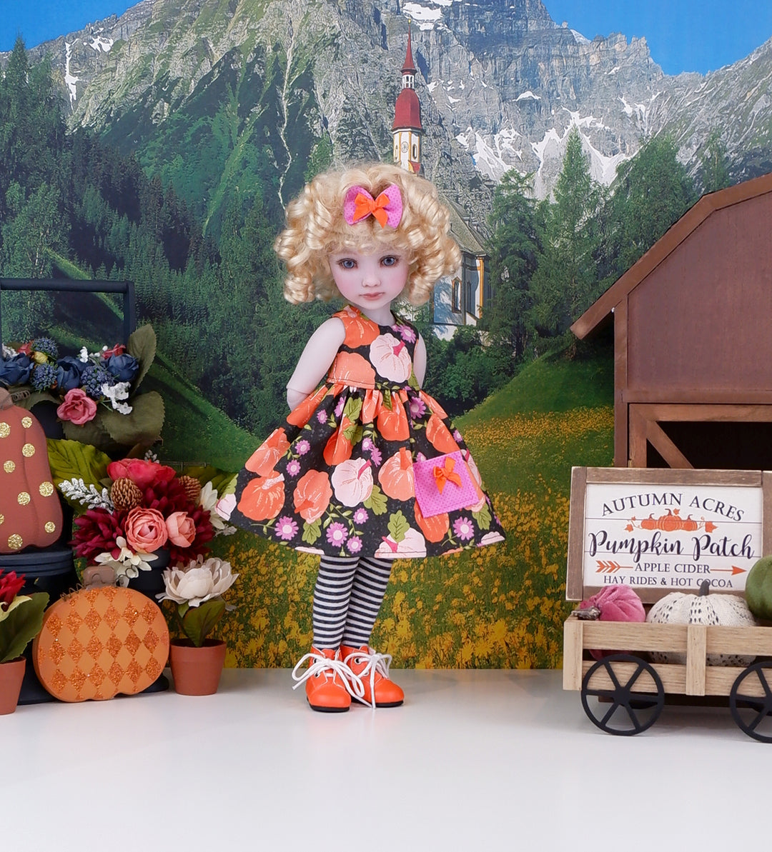 Nevermore Pumpkins - dress with boots for Ruby Red Fashion Friends doll