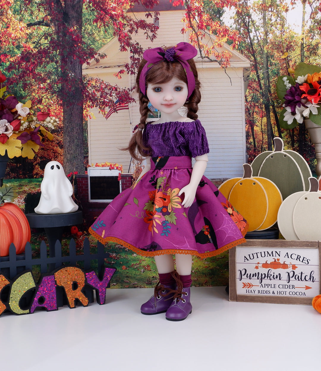Nightshade Beauty - blouse & skirt with boots for Ruby Red Fashion Friends doll