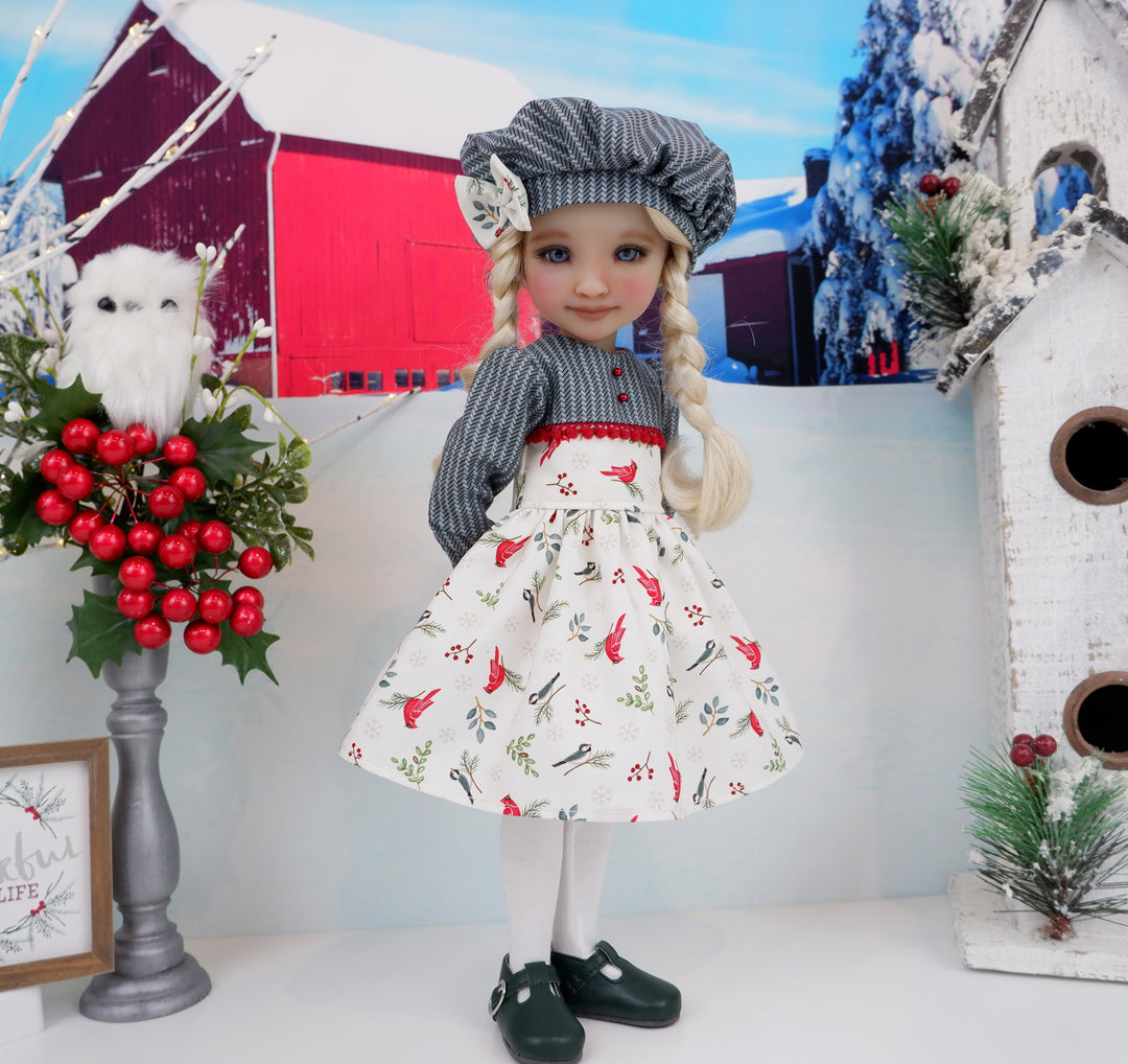 Noel Cardinals - dress with shoes for Ruby Red Fashion Friends doll