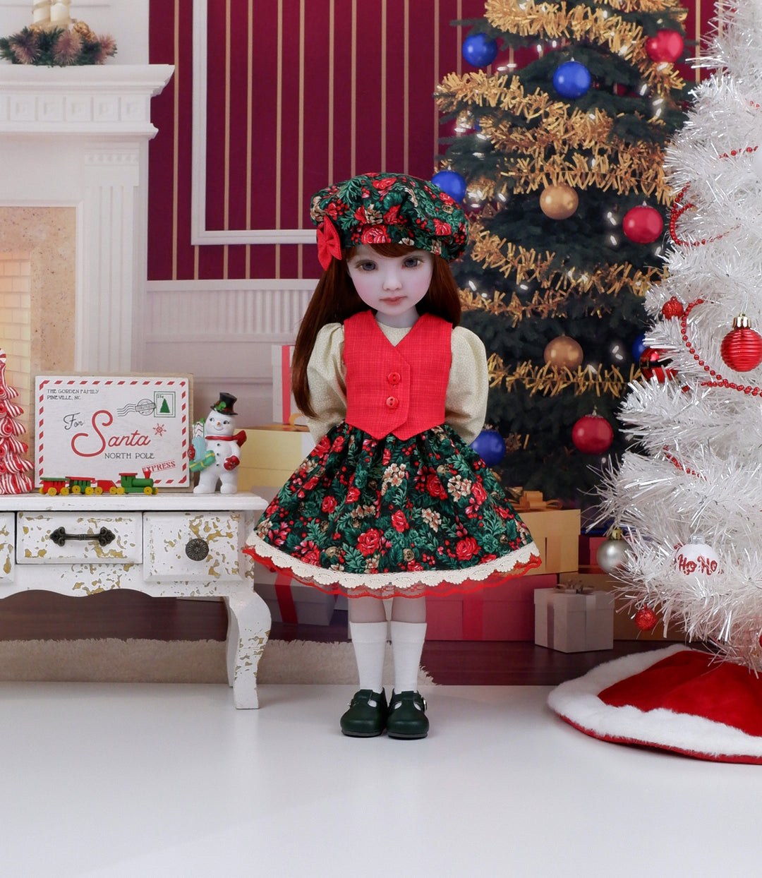 Noel Rose - dress & vest with shoes for Ruby Red Fashion Friends doll