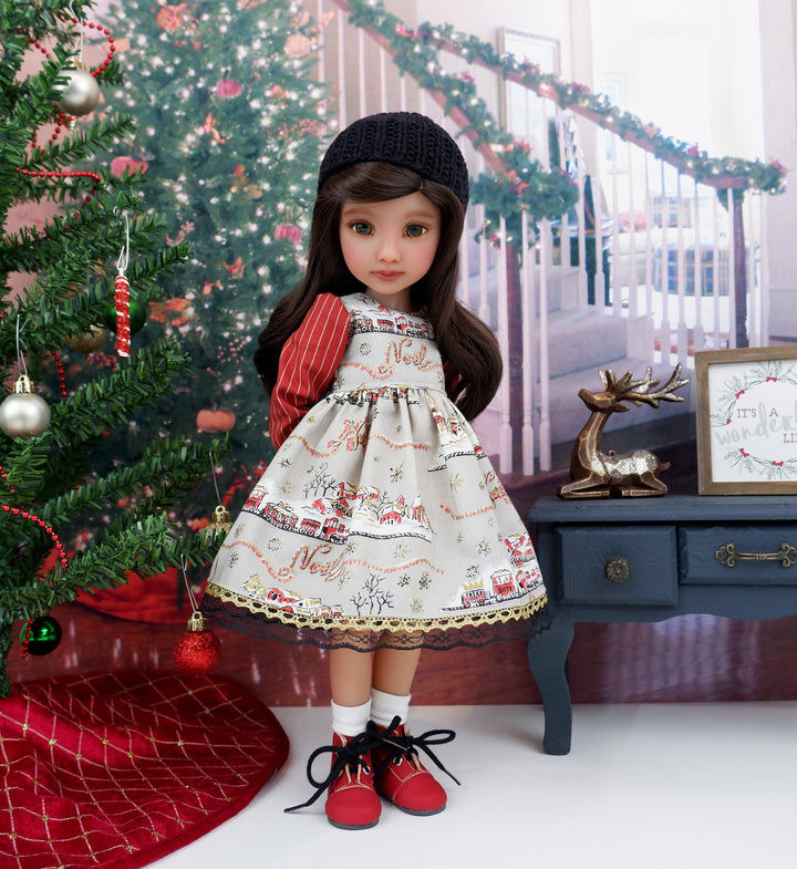 Noel Train - dress ensemble with boots for Ruby Red Fashion Friends doll