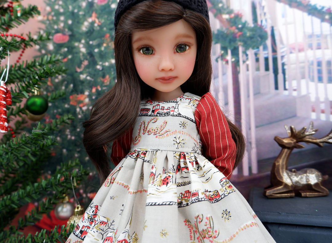 Noel Train - dress ensemble with boots for Ruby Red Fashion Friends doll