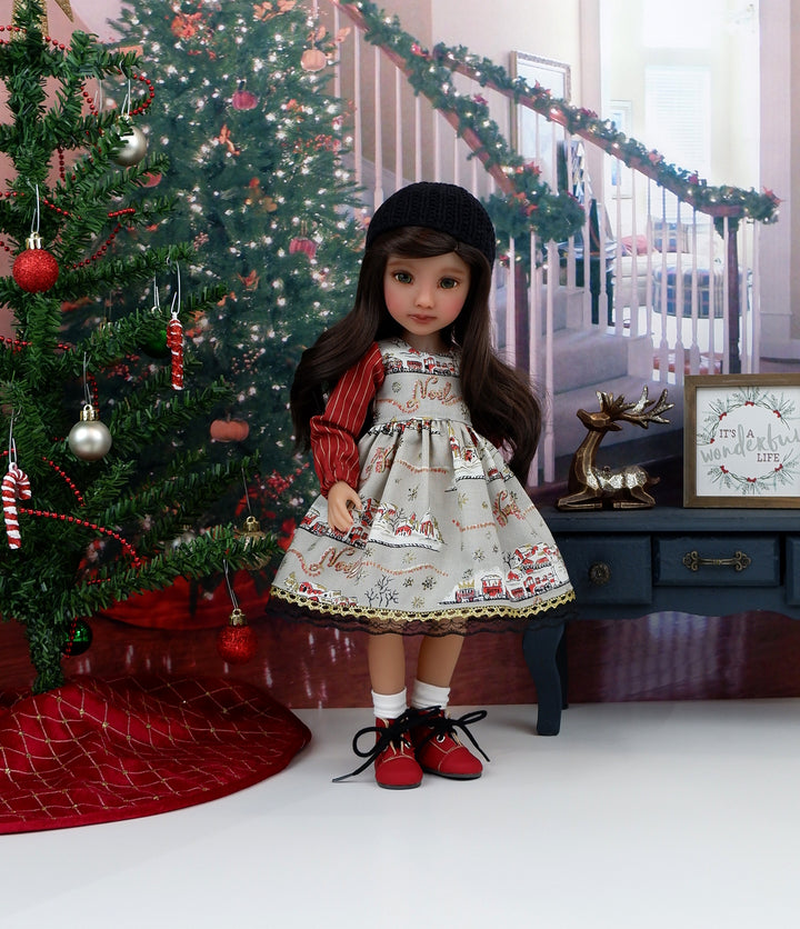 Noel Train - dress ensemble with boots for Ruby Red Fashion Friends doll