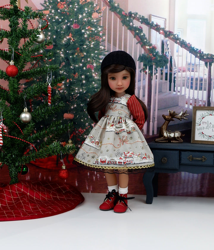 Noel Train - dress ensemble with boots for Ruby Red Fashion Friends doll