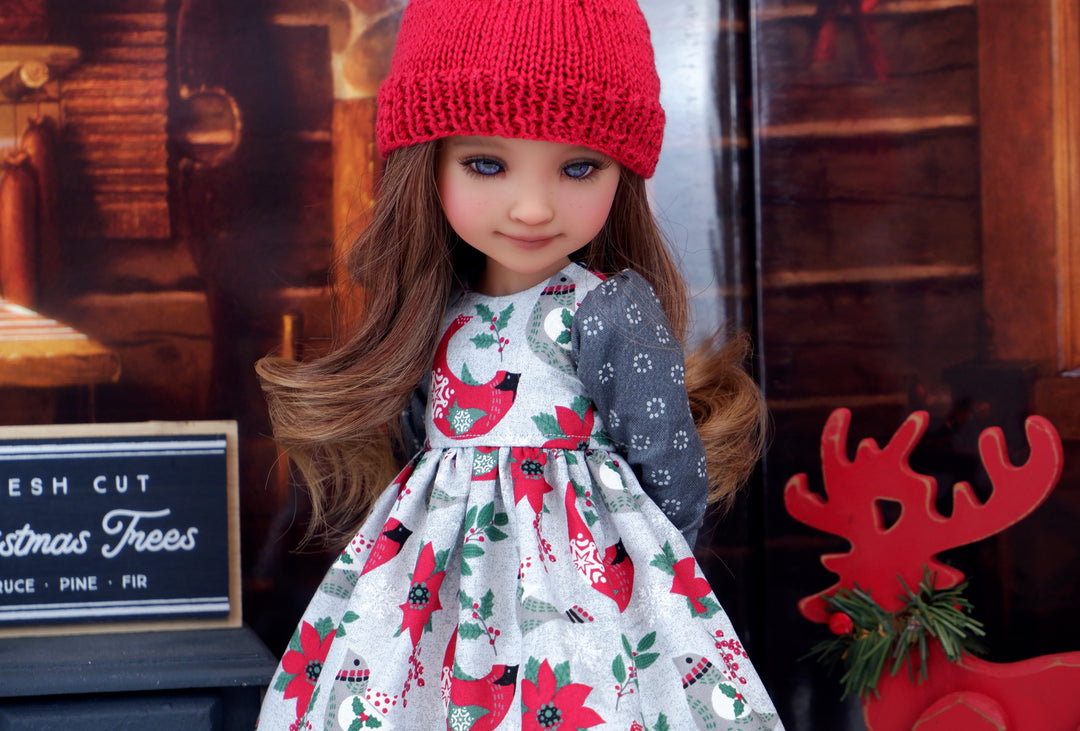 Nordic Cardinal - dress ensemble with boots for Ruby Red Fashion Friends doll