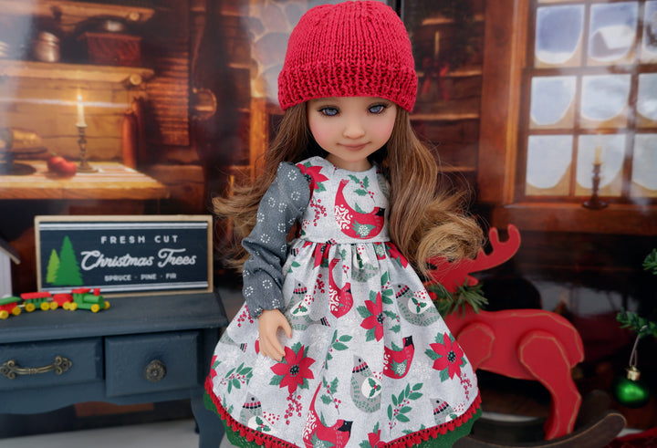 Nordic Cardinal - dress ensemble with boots for Ruby Red Fashion Friends doll