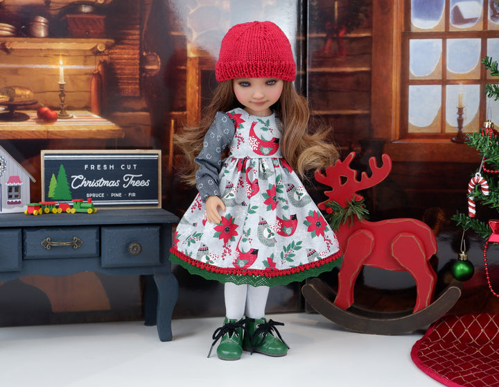 Nordic Cardinal - dress ensemble with boots for Ruby Red Fashion Friends doll