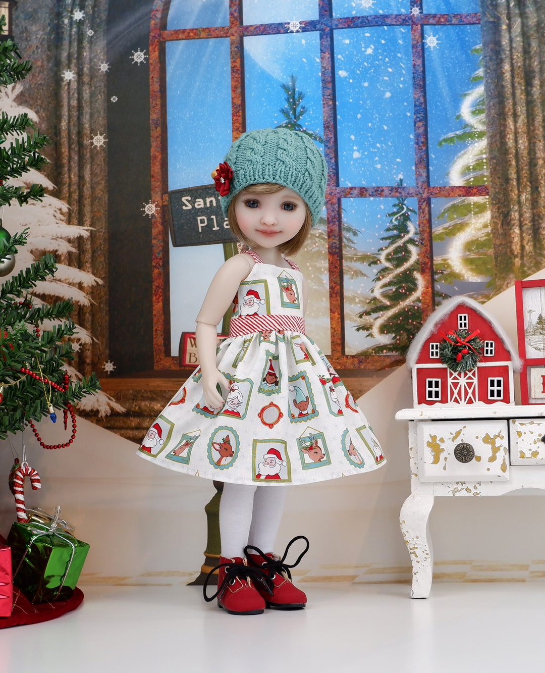 North Pole Portraits - dress, sweater and boots for Ruby Red Fashion Friends doll