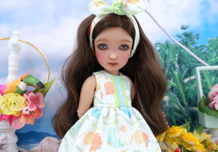 Ocean Critters - top & bloomers with sandals for Ruby Red Fashion Friends doll