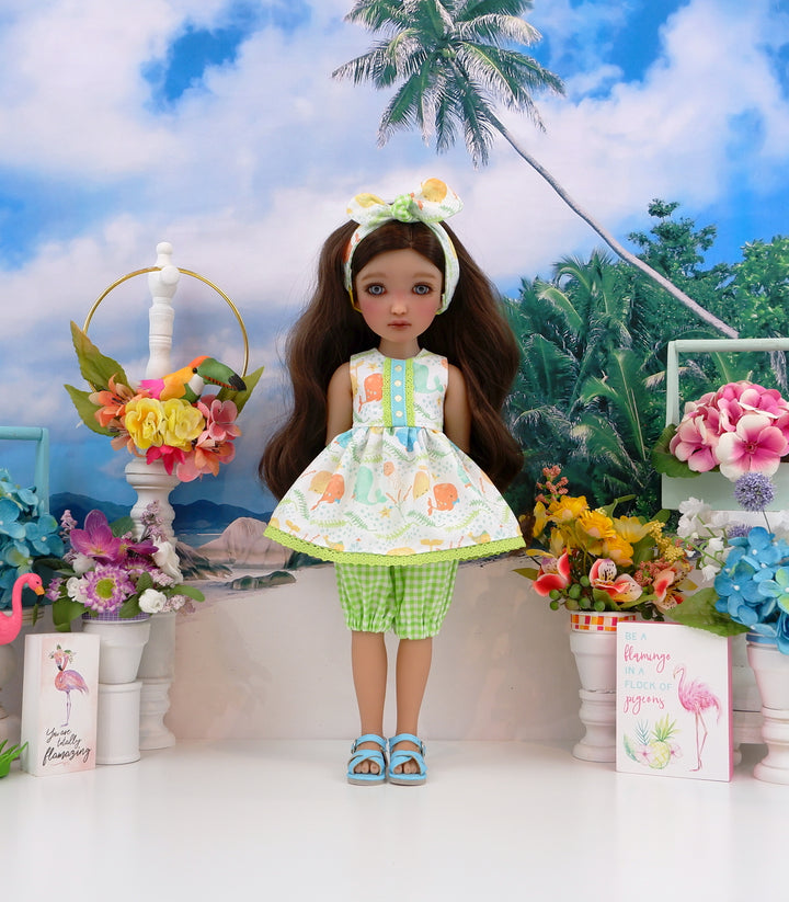 Ocean Critters - top & bloomers with sandals for Ruby Red Fashion Friends doll