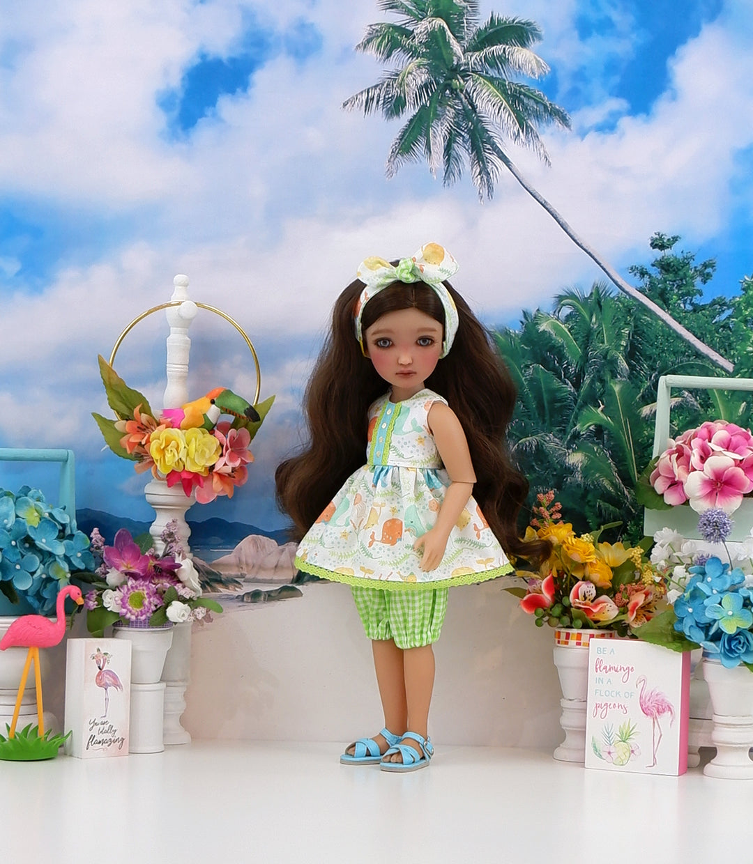 Ocean Critters - top & bloomers with sandals for Ruby Red Fashion Friends doll