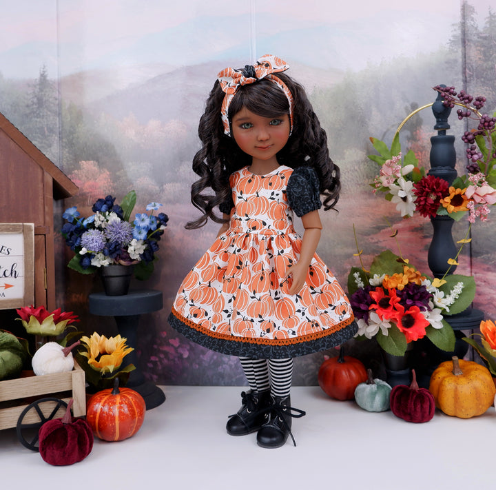 October Pumpkins - dress and boots for Ruby Red Fashion Friends doll