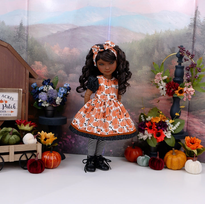 October Pumpkins - dress and boots for Ruby Red Fashion Friends doll