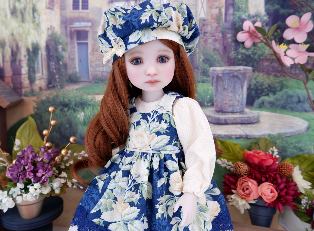 Old World Roses - dress & pinafore with hat and shoes for Ruby Red Fashion Friends doll