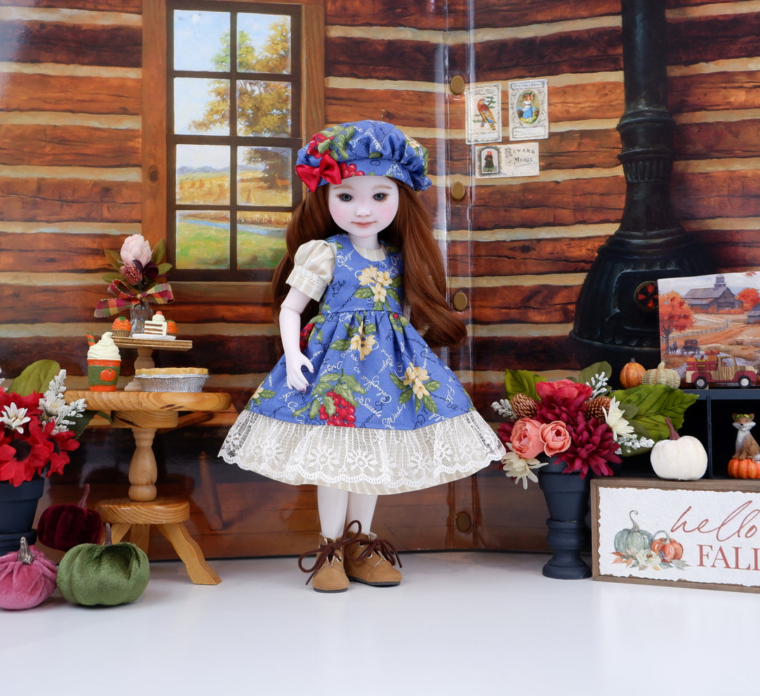 Pacific Northwest - dress & pinafore with hat and boots for Ruby Red Fashion Friends doll