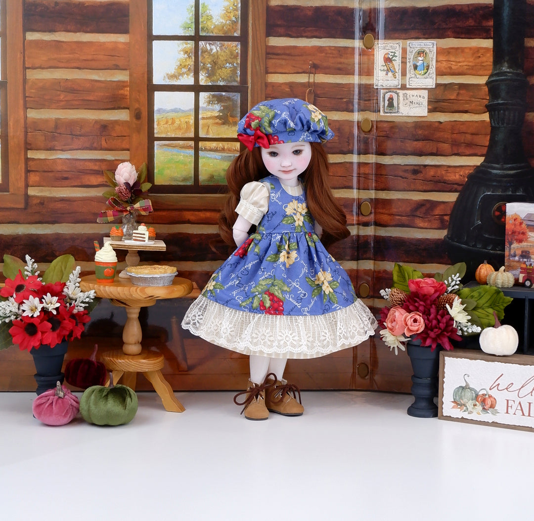 Pacific Northwest - dress & pinafore with hat and boots for Ruby Red Fashion Friends doll Pacific Northwest - dress & pinafore with hat and boots for Ruby Red Fashion Friends doll