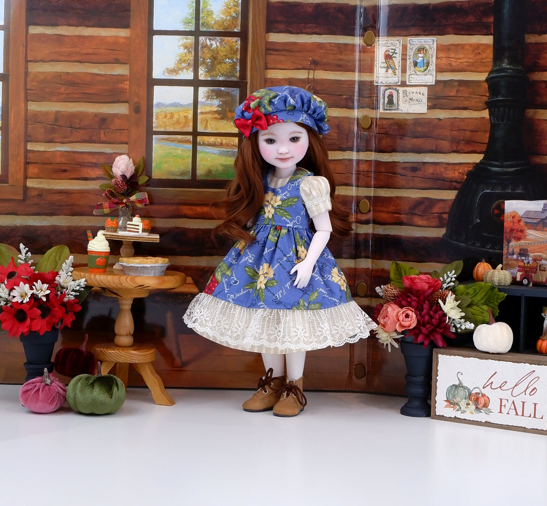 Pacific Northwest - dress & pinafore with hat and boots for Ruby Red Fashion Friends doll