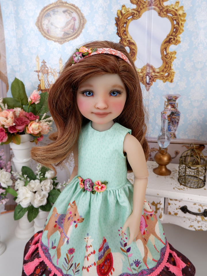 Parade of Llamas - dress with shoes for Ruby Red Fashion Friends doll
