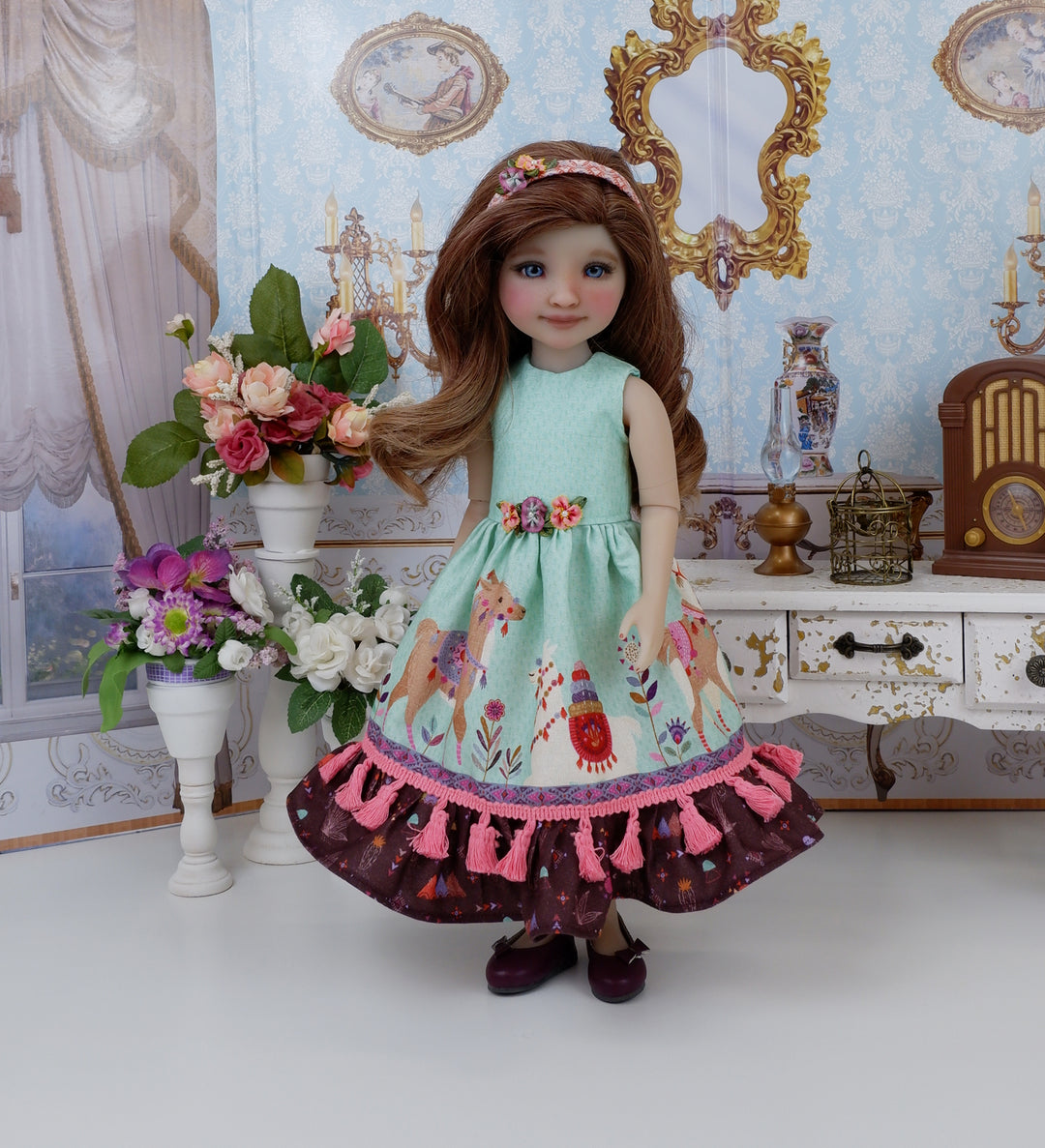 Parade of Llamas - dress with shoes for Ruby Red Fashion Friends doll