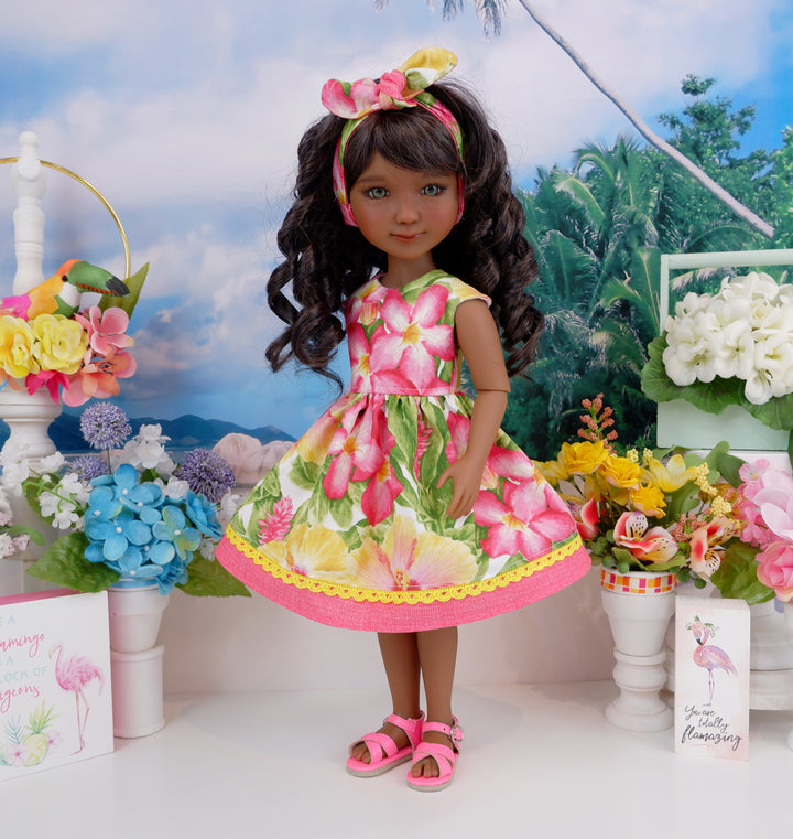 Paradise Hibiscus - dress with sandals for Ruby Red Fashion Friends doll
