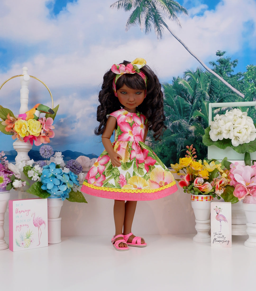 Paradise Hibiscus - dress with sandals for Ruby Red Fashion Friends do Cottontail Doll Designs Paradise Hibiscus - dress with sandals for Ruby Red Fashion Friends do Cottontail Doll Designs
