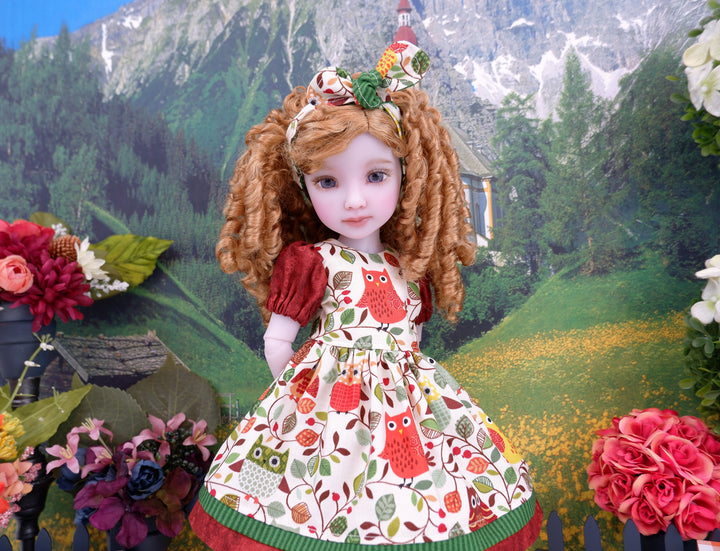 Patchwork Owl - dress and boots for Ruby Red Fashion Friends doll