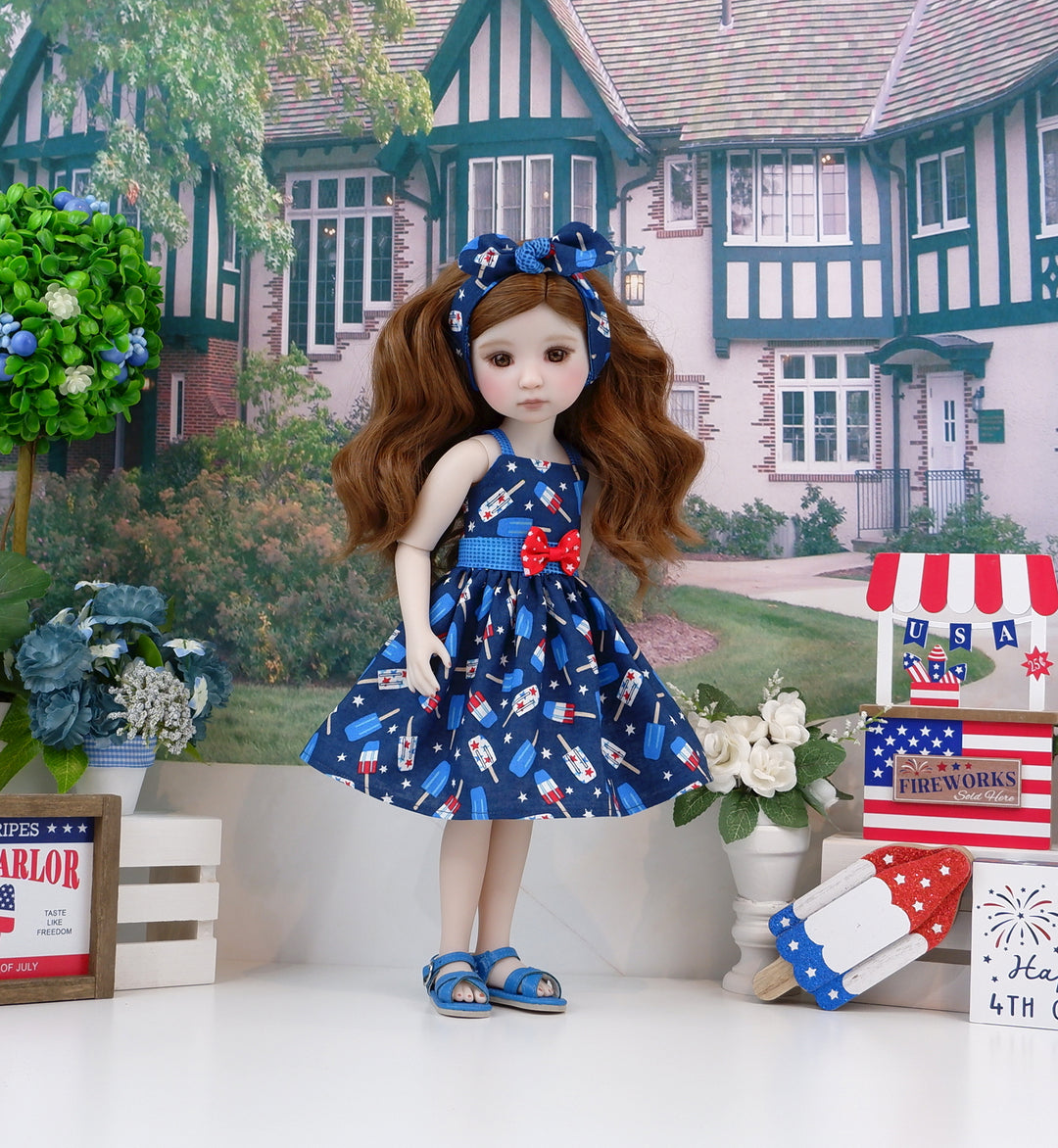 Patriot Popsicle - dress and sandals for Ruby Red Fashion Friends doll