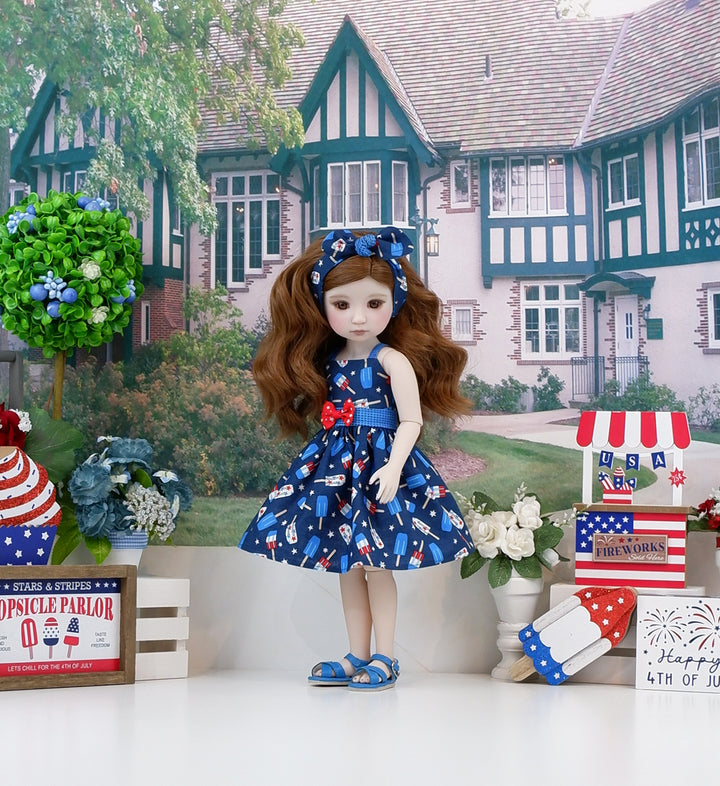 Patriot Popsicle - dress and sandals for Ruby Red Fashion Friends doll