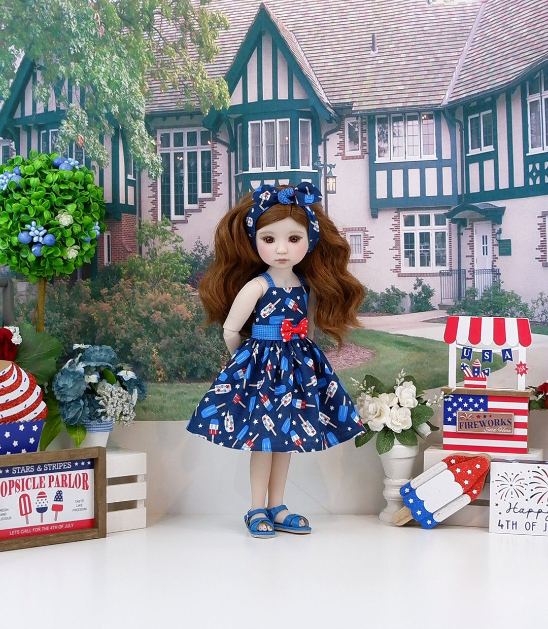 Patriot Popsicle - dress and sandals for Ruby Red Fashion Friends doll