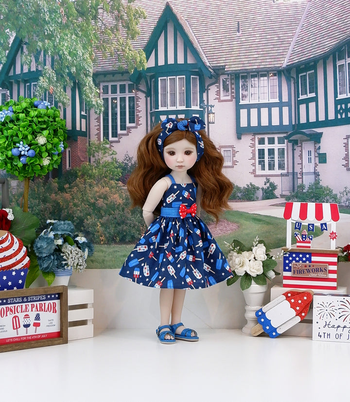 Patriot Popsicle - dress and sandals for Ruby Red Fashion Friends doll