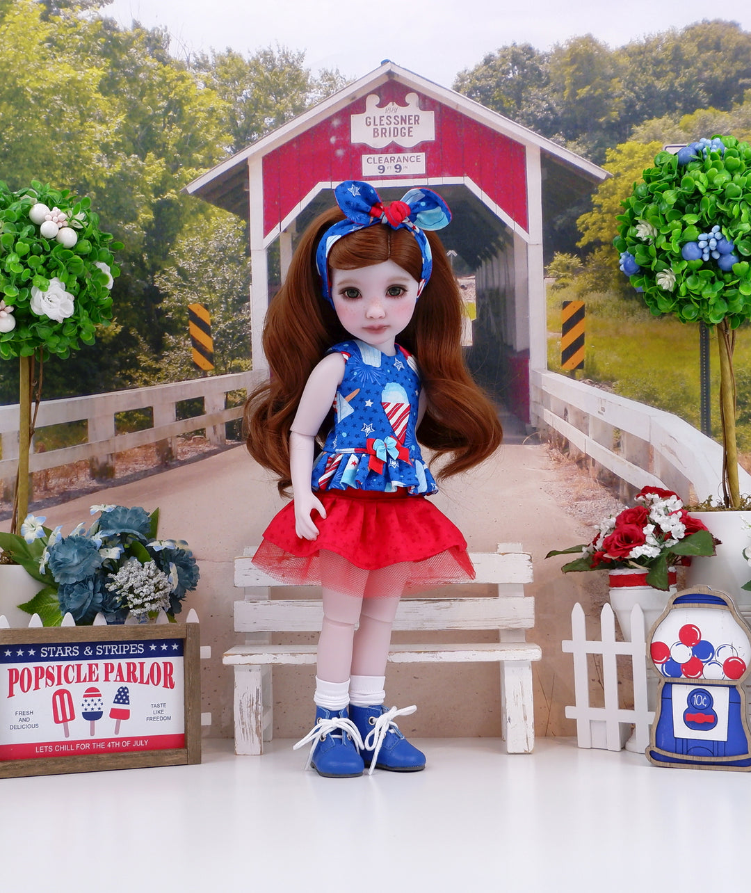 Patriotic Delights - top & skirt with boots for Ruby Red Fashion Friends doll