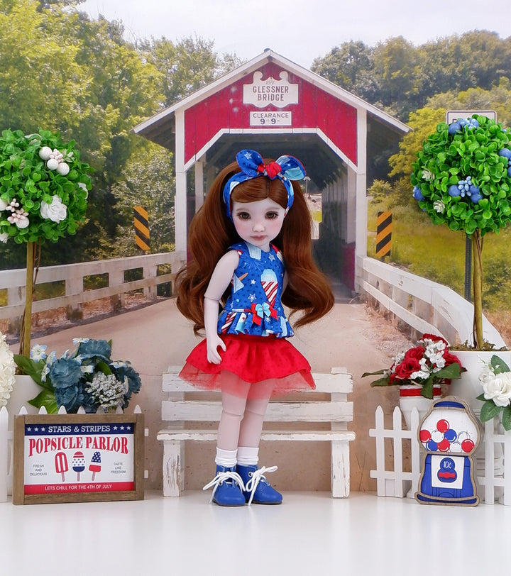 Patriotic Delights - top & skirt with boots for Ruby Red Fashion Friends doll