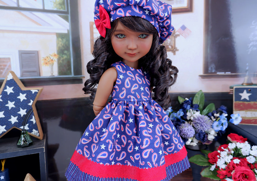 Patriotic Paisley - dress with boots for Ruby Red Fashion Friends doll