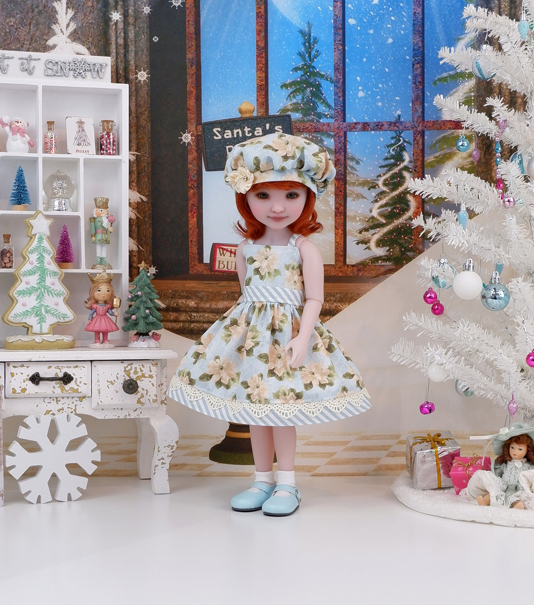 Peaceful Poinsettia - dress with shoes for Ruby Red Fashion Friends doll