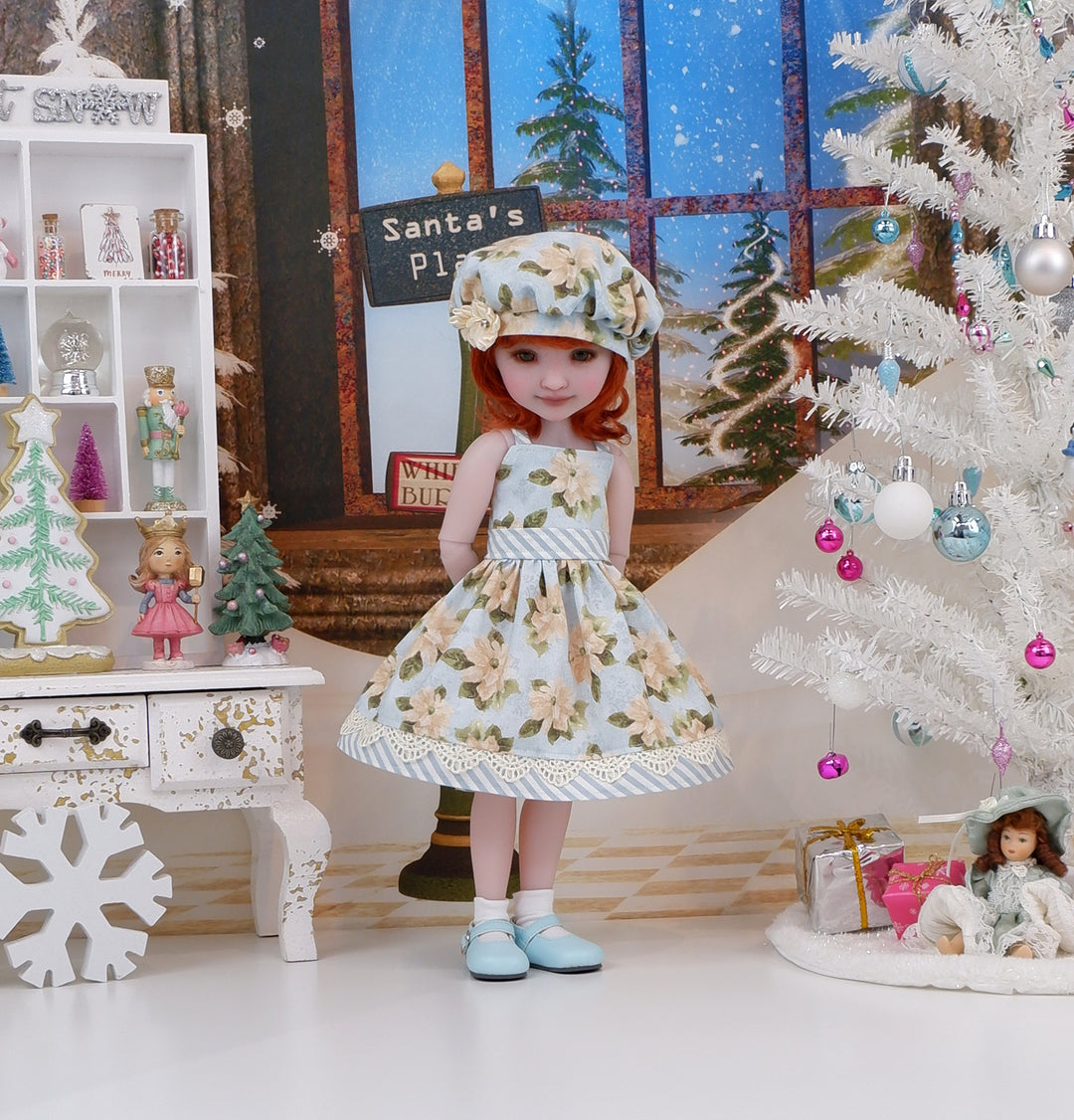 Peaceful Poinsettia - dress with shoes for Ruby Red Fashion Friends doll