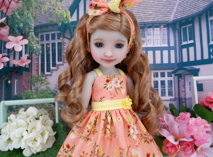 Peach Blooms - dress with sandals for Ruby Red Fashion Friends doll