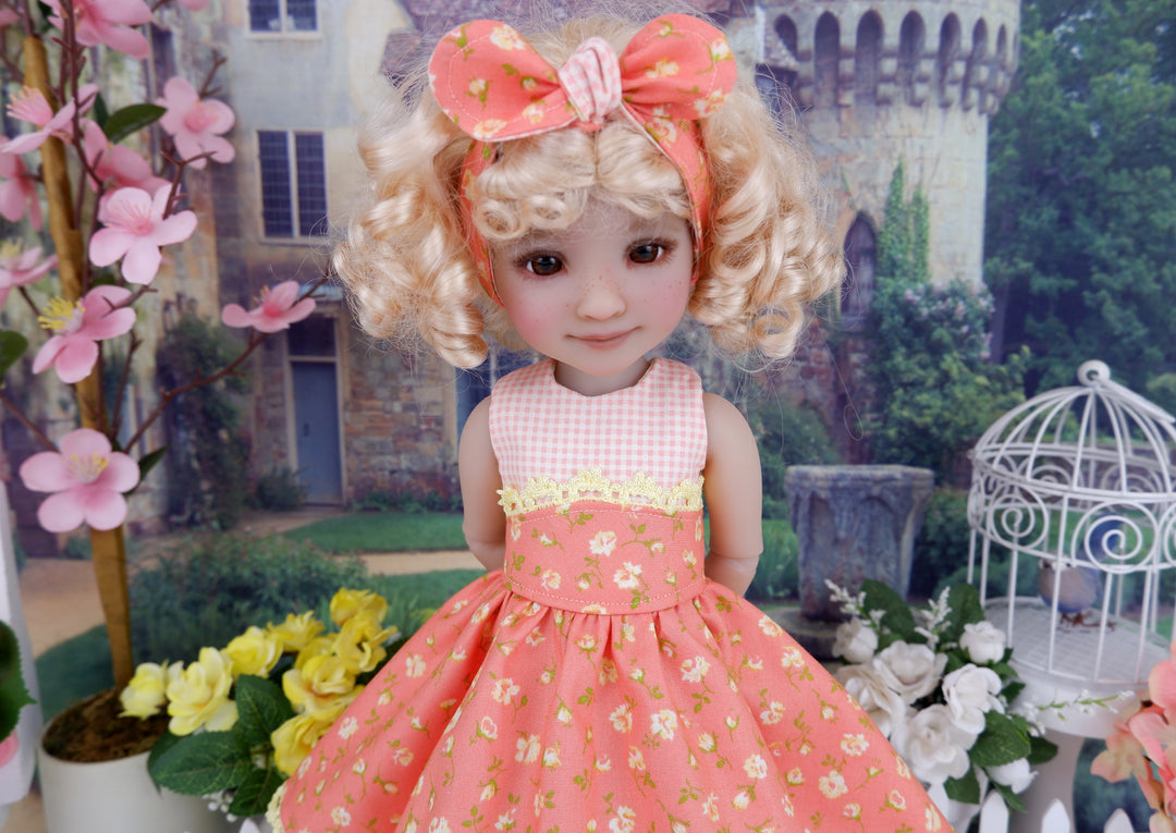 Peach Blossoms - dress and sandals for Ruby Red Fashion Friends doll