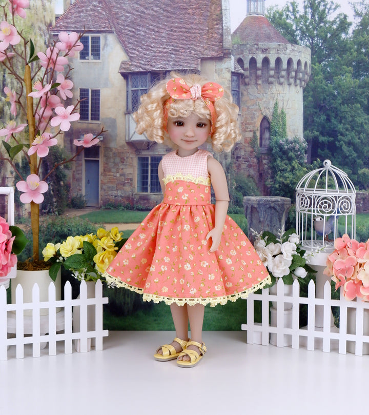 Peach Blossoms - dress and sandals for Ruby Red Fashion Friends doll