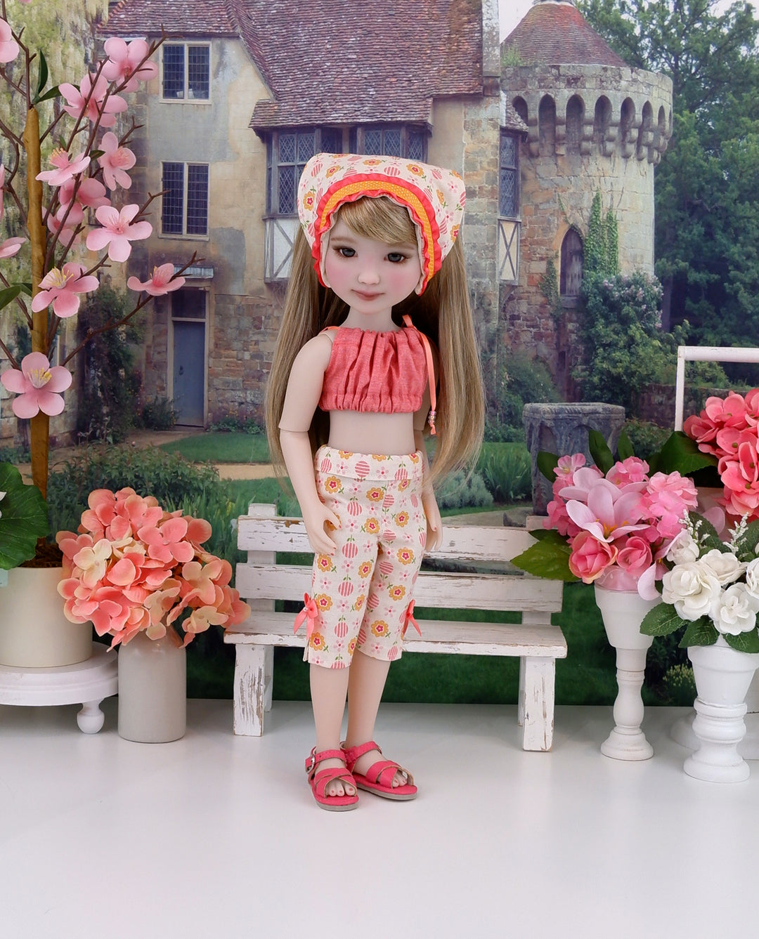 Peach Buttercup - crop top & capris with sandals for Ruby Red Fashion Friends doll