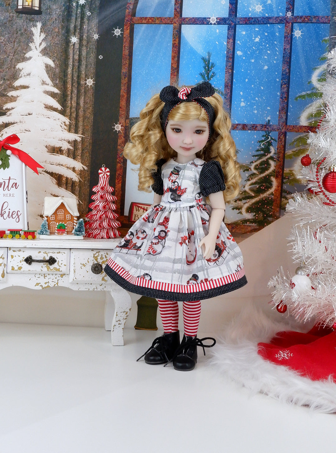 Penguin Plaid - dress and boots for Ruby Red Fashion Friends doll
